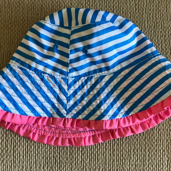 Sun Protection UVSKINZ 4T Girls Pool Hat Beach Bucket Cap Pink Blue Reversible - Picture 2 of 6